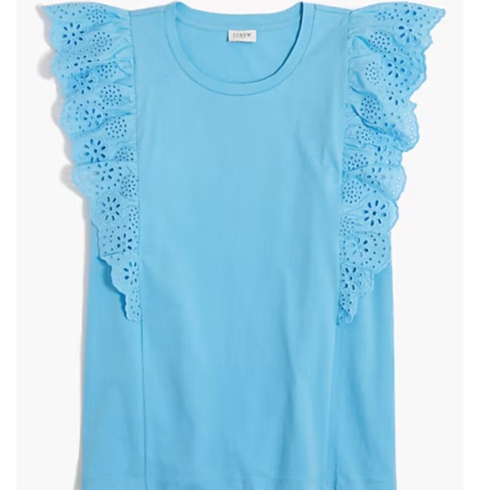 💙✨ J.Crew Factory Ruffle-Sleeve Eyelet Top (NEW‎ WITH TAG)✨💙